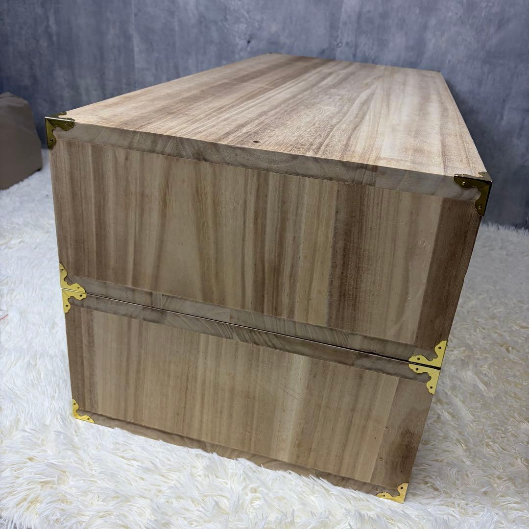 【新品未使用】桐箪笥 2段引き出し チェスト 金色装飾