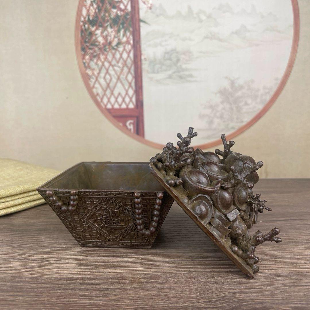 銅製 香炉 元宝開蓋招財進宝香炉 香道具 茶道香炉 仏堂香炉 装飾品 置物