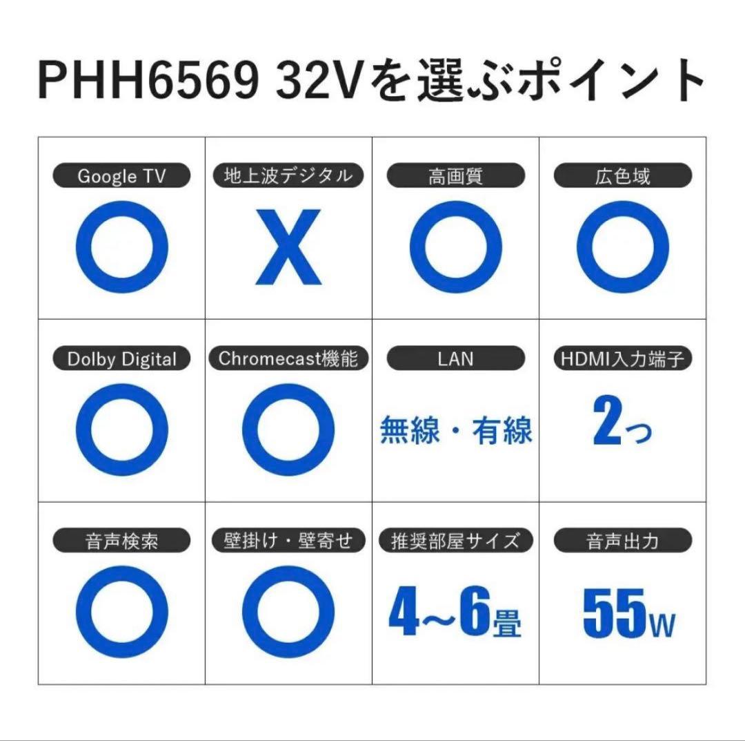 PHILIPS 32V テレビ PHH6569 Google TV