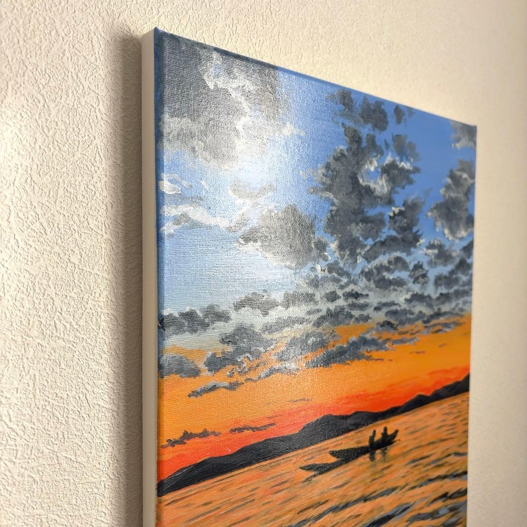 【アクリル原画】夕焼けの海｜F6サイズ｜アート絵画｜