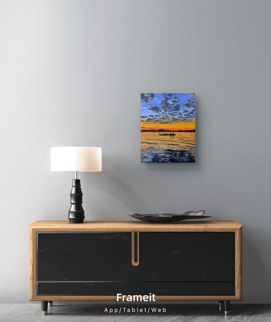 【アクリル原画】夕焼けの海｜F6サイズ｜アート絵画｜