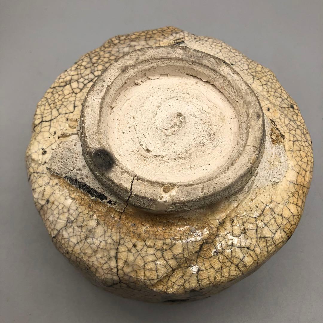 ひび割れ模様貫入抹茶碗12cm茶道具伝統工芸ビンテージ陶器骨董品鉢ボウル