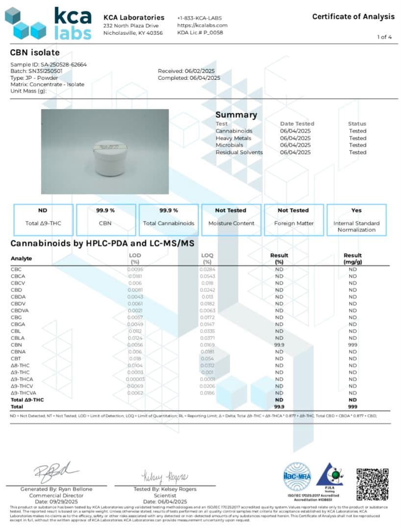 最終特価【CBNアイソレート10g】純度99%以上／欧州産／食品通関＆新基準対応