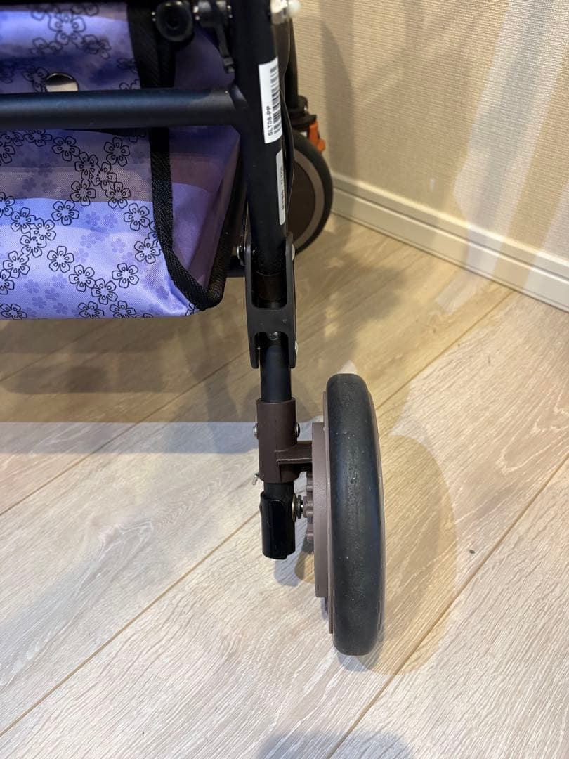 【美品】幸和製作所 SLT08 カゴノア L パープル シルバーカー　花柄