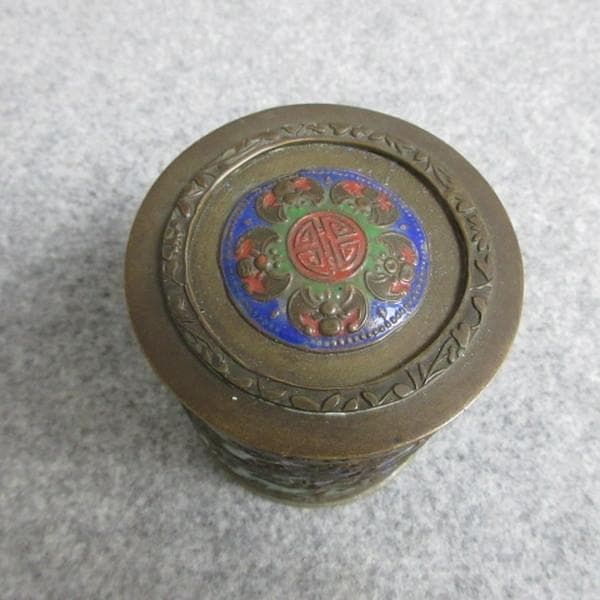 中国七宝焼雲に五爪龍模様茶入れ小物入れ [B28530]