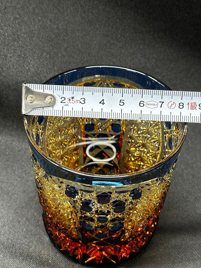 【美品】切子　菊繋ぎ　籠目　切子グラス　ロックグラス　グラス