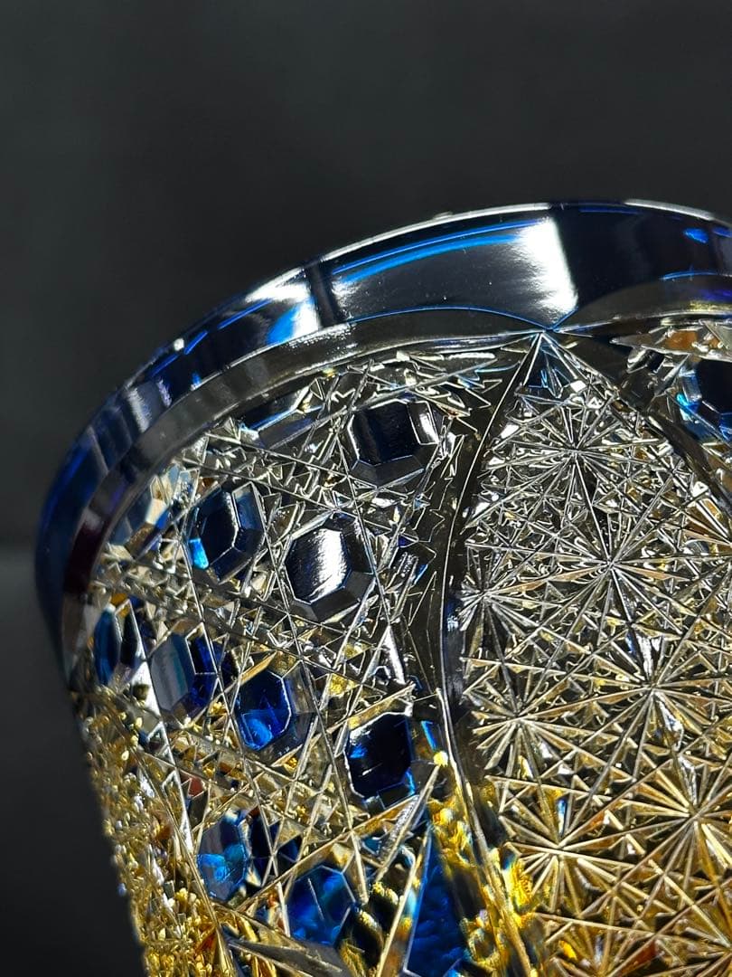【美品】切子　菊繋ぎ　籠目　切子グラス　ロックグラス　グラス