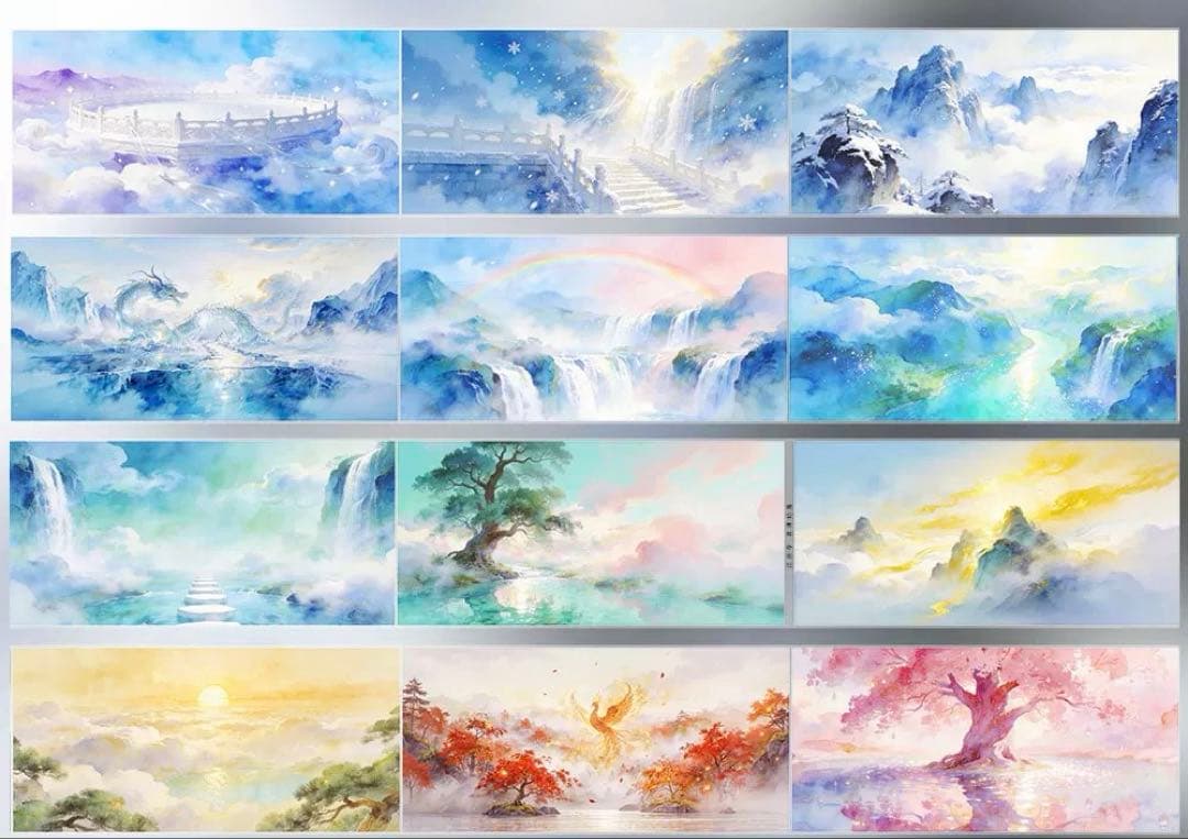 【9719】海外　マステ　5m巻　PETマスキングテープ　天界　自然景色　背景系