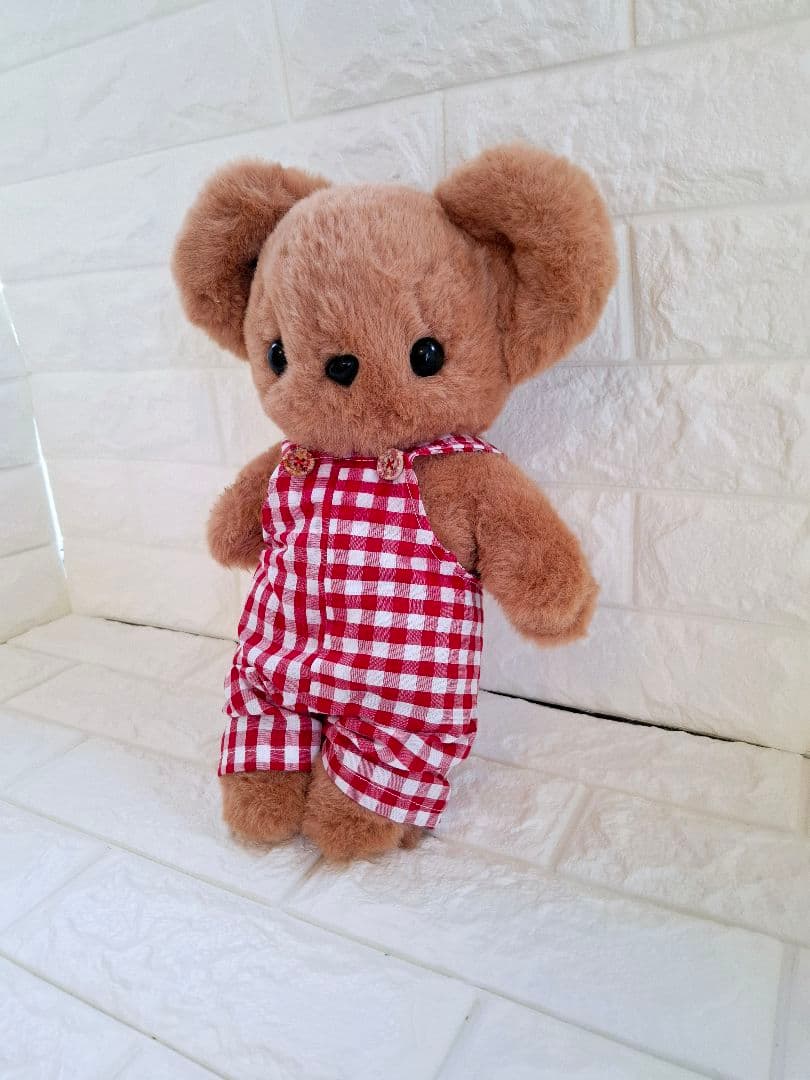 ぬいぐるみ、くまハンドメイド、オリジナル、特大、抱きしめられるサイズ、サロペット
