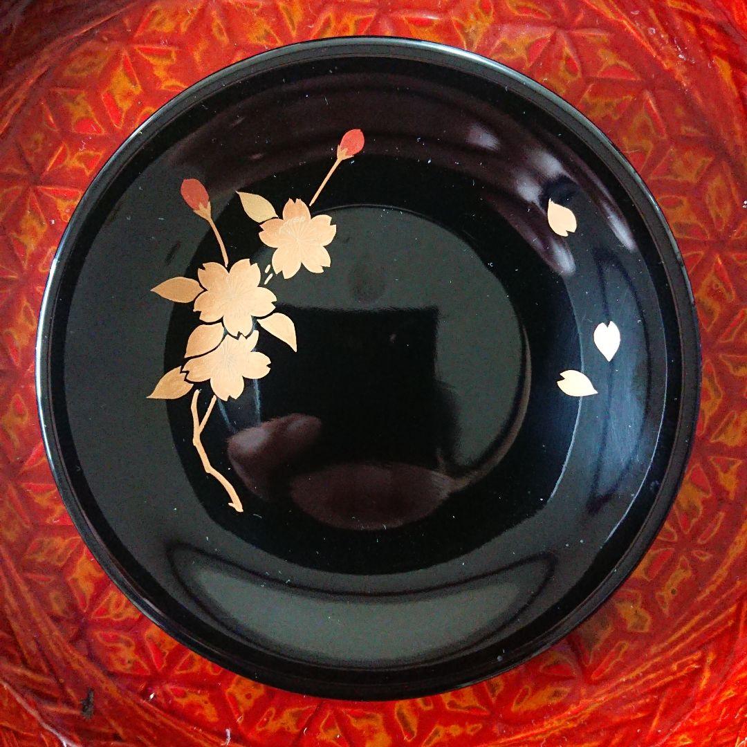 桜づくし 漆器 銘々皿 小皿 蒔絵 黒/輪島塗 越前漆器 茶道具 骨董 椀 印判